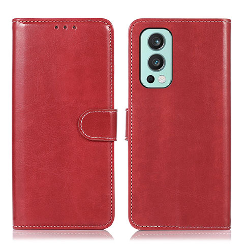 Funda de Cuero Cartera con Soporte Carcasa N06P para OnePlus Nord 2 5G Rojo