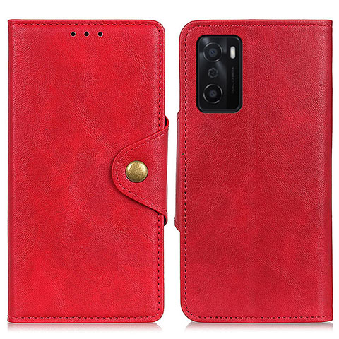 Funda de Cuero Cartera con Soporte Carcasa N06P para Oppo A55S 5G Rojo