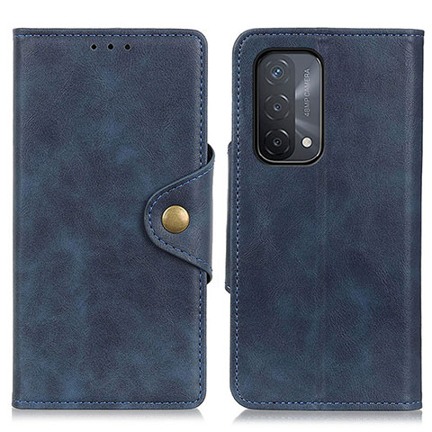 Funda de Cuero Cartera con Soporte Carcasa N06P para Oppo A74 5G Azul