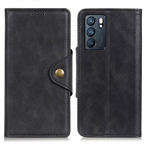 Funda de Cuero Cartera con Soporte Carcasa N06P para Oppo Reno6 5G Negro