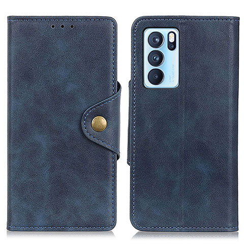 Funda de Cuero Cartera con Soporte Carcasa N06P para Oppo Reno6 Pro 5G India Azul