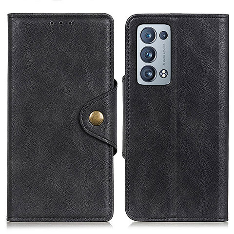 Funda de Cuero Cartera con Soporte Carcasa N06P para Oppo Reno6 Pro+ Plus 5G Negro