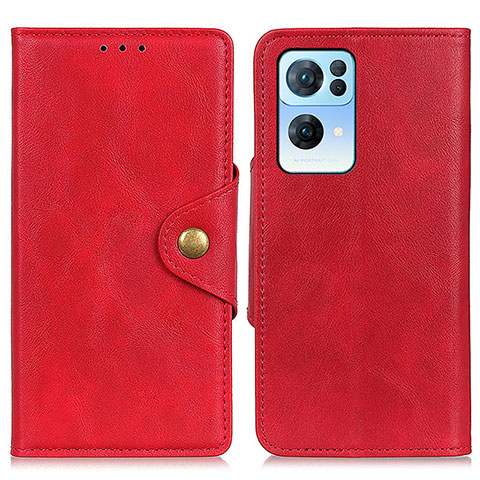 Funda de Cuero Cartera con Soporte Carcasa N06P para Oppo Reno7 Pro 5G Rojo