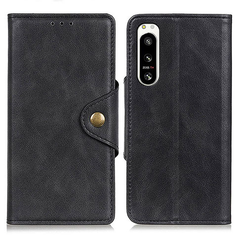 Funda de Cuero Cartera con Soporte Carcasa N06P para Sony Xperia 5 IV Negro