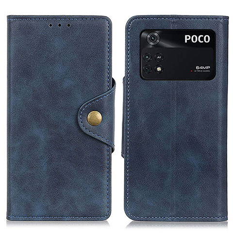 Funda de Cuero Cartera con Soporte Carcasa N06P para Xiaomi Poco M4 Pro 4G Azul