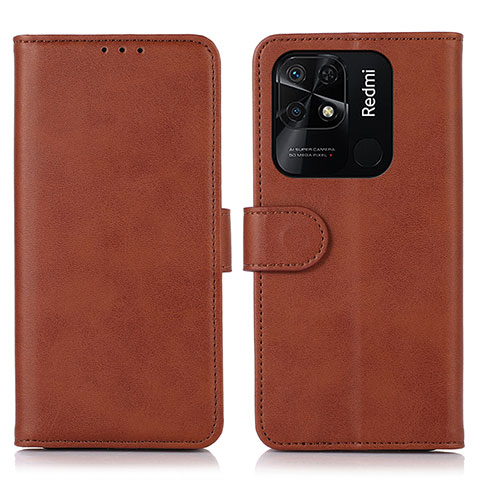 Funda de Cuero Cartera con Soporte Carcasa N06P para Xiaomi Redmi 10 Power Marron