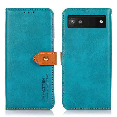 Funda de Cuero Cartera con Soporte Carcasa N07P para Google Pixel 7a 5G Cian