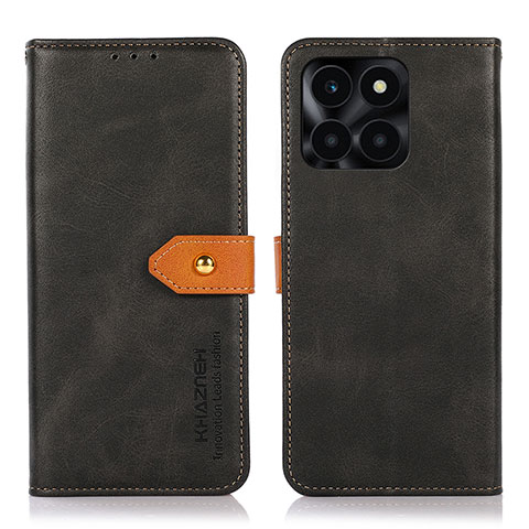 Funda de Cuero Cartera con Soporte Carcasa N07P para Huawei Honor X6a Negro