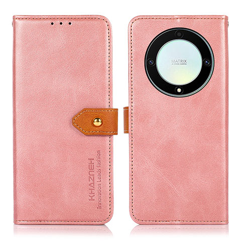 Funda de Cuero Cartera con Soporte Carcasa N07P para Huawei Honor X9a 5G Rosa