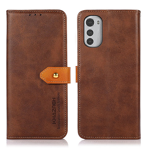 Funda de Cuero Cartera con Soporte Carcasa N07P para Motorola Moto E32 Marron