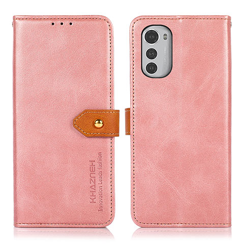 Funda de Cuero Cartera con Soporte Carcasa N07P para Motorola Moto E32 Rosa