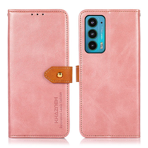 Funda de Cuero Cartera con Soporte Carcasa N07P para Motorola Moto Edge 20 5G Rosa