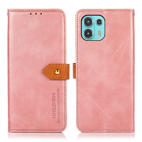 Funda de Cuero Cartera con Soporte Carcasa N07P para Motorola Moto Edge 20 Lite 5G Rosa