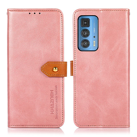 Funda de Cuero Cartera con Soporte Carcasa N07P para Motorola Moto Edge 20 Pro 5G Rosa