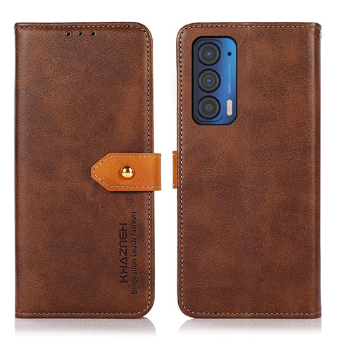 Funda de Cuero Cartera con Soporte Carcasa N07P para Motorola Moto Edge (2021) 5G Marron