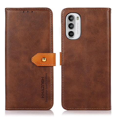 Funda de Cuero Cartera con Soporte Carcasa N07P para Motorola Moto Edge (2022) 5G Marron