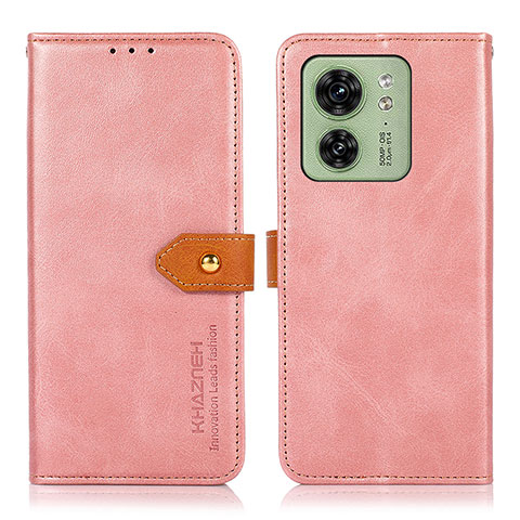 Funda de Cuero Cartera con Soporte Carcasa N07P para Motorola Moto Edge (2023) 5G Rosa