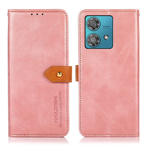 Funda de Cuero Cartera con Soporte Carcasa N07P para Motorola Moto Edge 40 Neo 5G Rosa