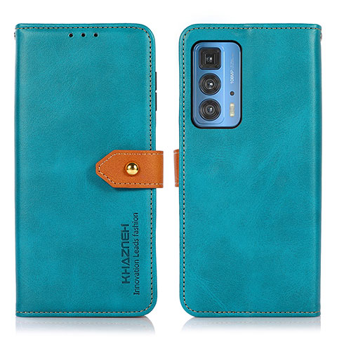 Funda de Cuero Cartera con Soporte Carcasa N07P para Motorola Moto Edge S Pro 5G Cian