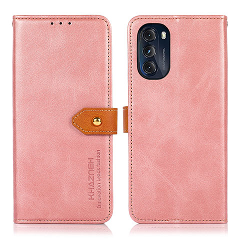 Funda de Cuero Cartera con Soporte Carcasa N07P para Motorola Moto G 5G (2022) Rosa