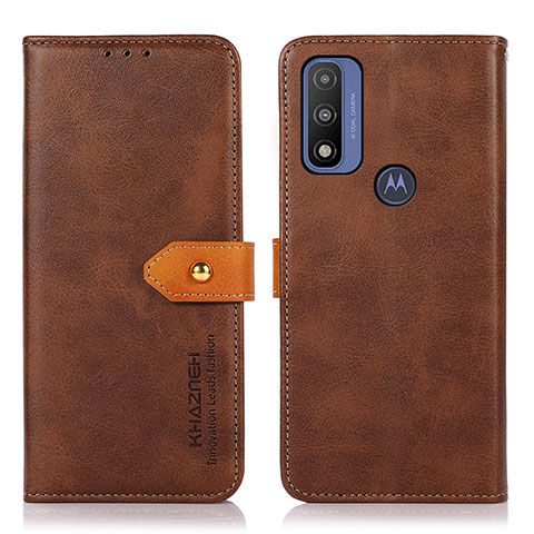 Funda de Cuero Cartera con Soporte Carcasa N07P para Motorola Moto G Pure Marron