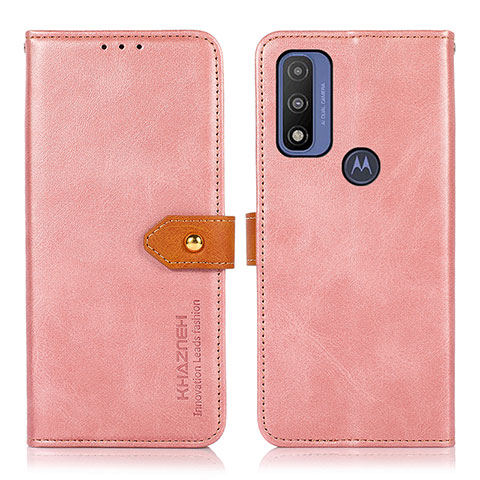 Funda de Cuero Cartera con Soporte Carcasa N07P para Motorola Moto G Pure Rosa