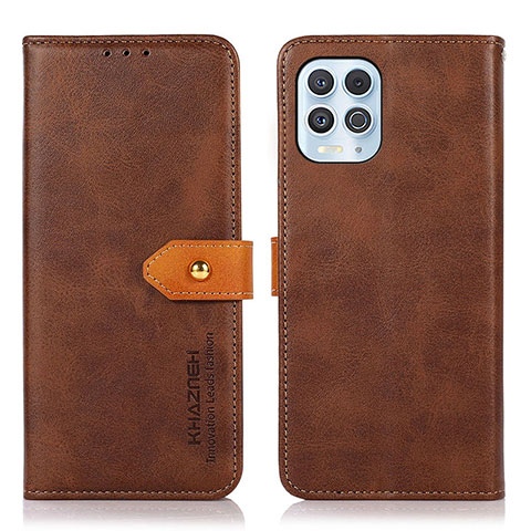 Funda de Cuero Cartera con Soporte Carcasa N07P para Motorola Moto G100 5G Marron