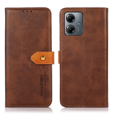 Funda de Cuero Cartera con Soporte Carcasa N07P para Motorola Moto G14 Marron