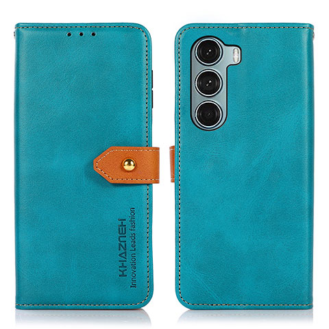 Funda de Cuero Cartera con Soporte Carcasa N07P para Motorola Moto G200 5G Cian