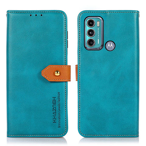 Funda de Cuero Cartera con Soporte Carcasa N07P para Motorola Moto G40 Fusion Cian