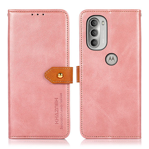 Funda de Cuero Cartera con Soporte Carcasa N07P para Motorola Moto G51 5G Rosa