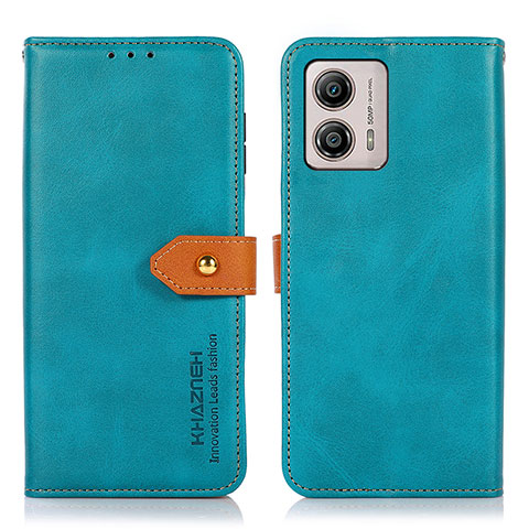 Funda de Cuero Cartera con Soporte Carcasa N07P para Motorola Moto G53 5G Cian