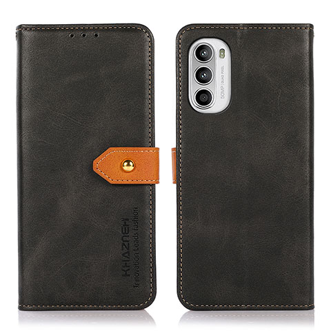 Funda de Cuero Cartera con Soporte Carcasa N07P para Motorola Moto G71s 5G Negro