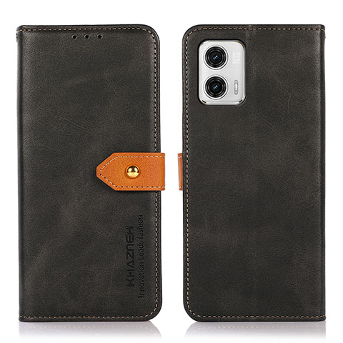 Funda de Cuero Cartera con Soporte Carcasa N07P para Motorola Moto G73 5G Negro