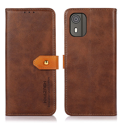 Funda de Cuero Cartera con Soporte Carcasa N07P para Nokia C02 Marron