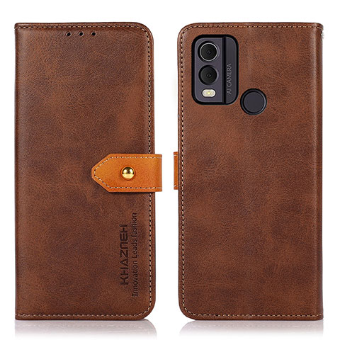 Funda de Cuero Cartera con Soporte Carcasa N07P para Nokia C22 Marron