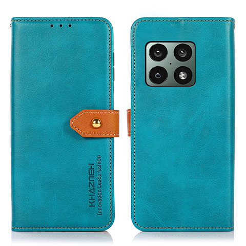 Funda de Cuero Cartera con Soporte Carcasa N07P para OnePlus 10 Pro 5G Cian