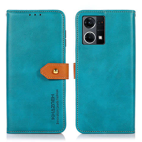 Funda de Cuero Cartera con Soporte Carcasa N07P para Oppo F21 Pro 4G Cian