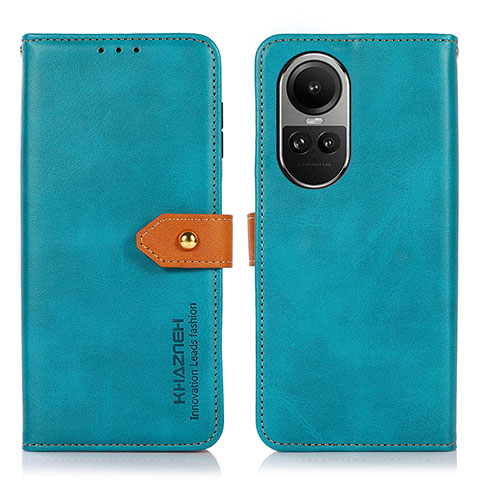 Funda de Cuero Cartera con Soporte Carcasa N07P para Oppo Reno10 5G Cian