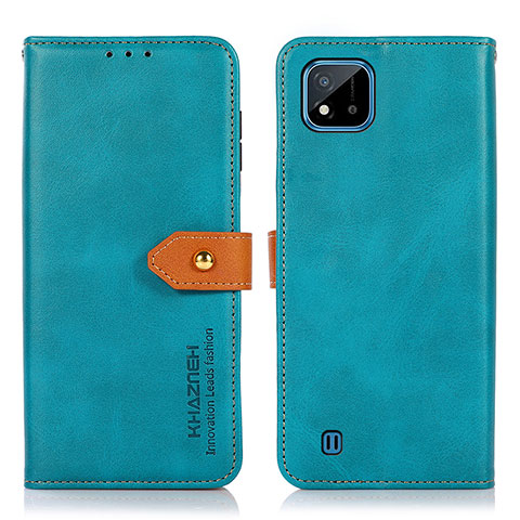 Funda de Cuero Cartera con Soporte Carcasa N07P para Realme C11 (2021) Cian