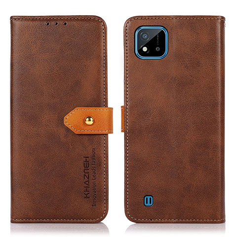 Funda de Cuero Cartera con Soporte Carcasa N07P para Realme C20 Marron