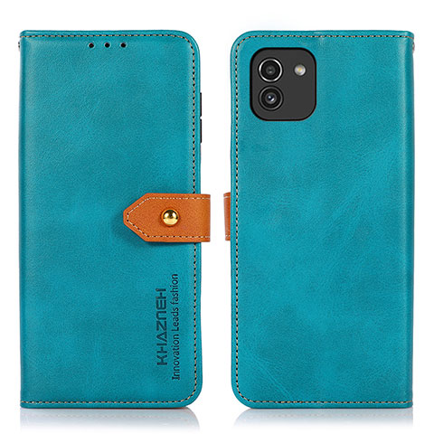 Funda de Cuero Cartera con Soporte Carcasa N07P para Samsung Galaxy A03 Cian