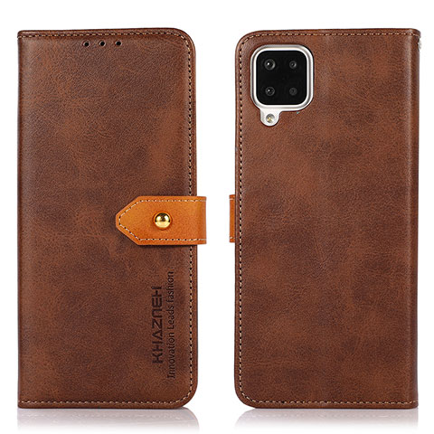 Funda de Cuero Cartera con Soporte Carcasa N07P para Samsung Galaxy A12 Marron