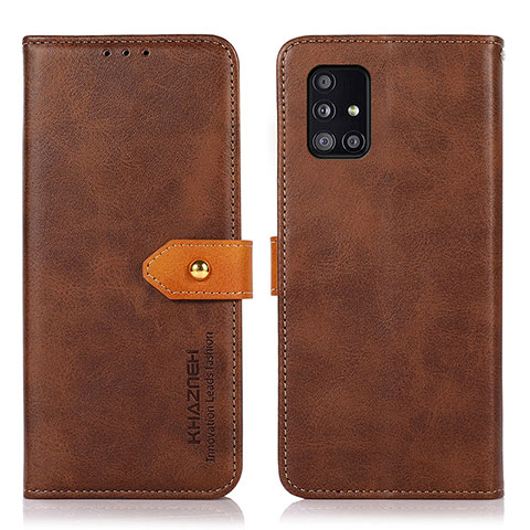 Funda de Cuero Cartera con Soporte Carcasa N07P para Samsung Galaxy A51 4G Marron