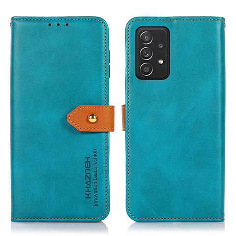 Funda de Cuero Cartera con Soporte Carcasa N07P para Samsung Galaxy A52 4G Cian