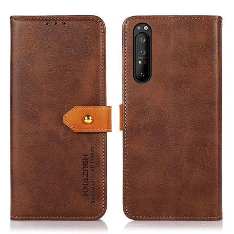 Funda de Cuero Cartera con Soporte Carcasa N07P para Sony Xperia 1 II Marron