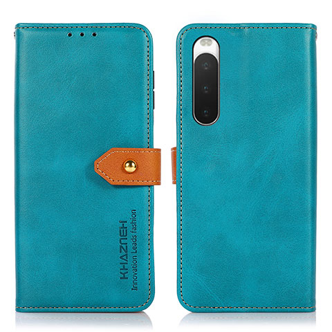 Funda de Cuero Cartera con Soporte Carcasa N07P para Sony Xperia 10 IV Cian