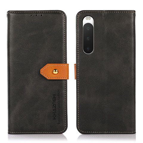 Funda de Cuero Cartera con Soporte Carcasa N07P para Sony Xperia 10 IV Negro