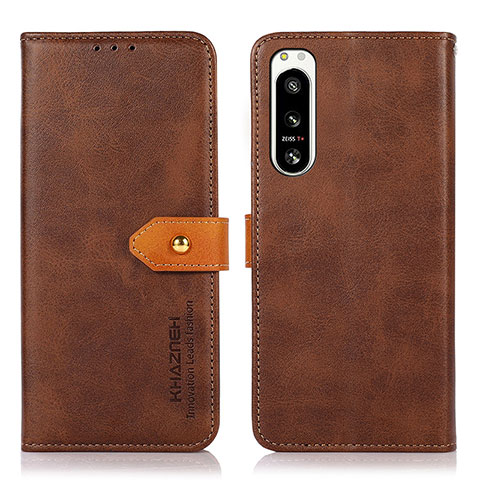 Funda de Cuero Cartera con Soporte Carcasa N07P para Sony Xperia 5 IV Marron