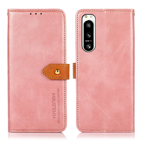 Funda de Cuero Cartera con Soporte Carcasa N07P para Sony Xperia 5 IV Rosa